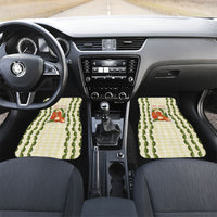 Aloha Hawaii Rambutan Palaka Motifs Car Mats Hawaiian Fruit Stylized Stamp LT14 Set 2pcs - Front Yellow - Polynesian Pride