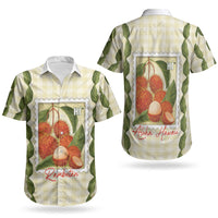 Aloha Hawaii Rambutan Palaka Motifs Couples Matching Long Sleeve Bodycon Dress and Hawaiian Shirt Hawaiian Fruit Stylized Stamp LT14 - Polynesian Pride