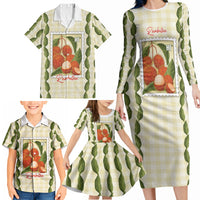 Aloha Hawaii Rambutan Palaka Motifs Family Matching Long Sleeve Bodycon Dress and Hawaiian Shirt Hawaiian Fruit Stylized Stamp LT14 - Polynesian Pride