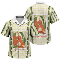 Aloha Hawaii Rambutan Palaka Motifs Family Matching Off The Shoulder Long Sleeve Dress and Hawaiian Shirt Hawaiian Fruit Stylized Stamp LT14 Son's Shirt Yellow - Polynesian Pride