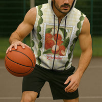 Aloha Hawaii Rambutan Palaka Motifs Sleeveless Zip Hoodie Hawaiian Fruit Stylized Stamp LT14 - Polynesian Pride