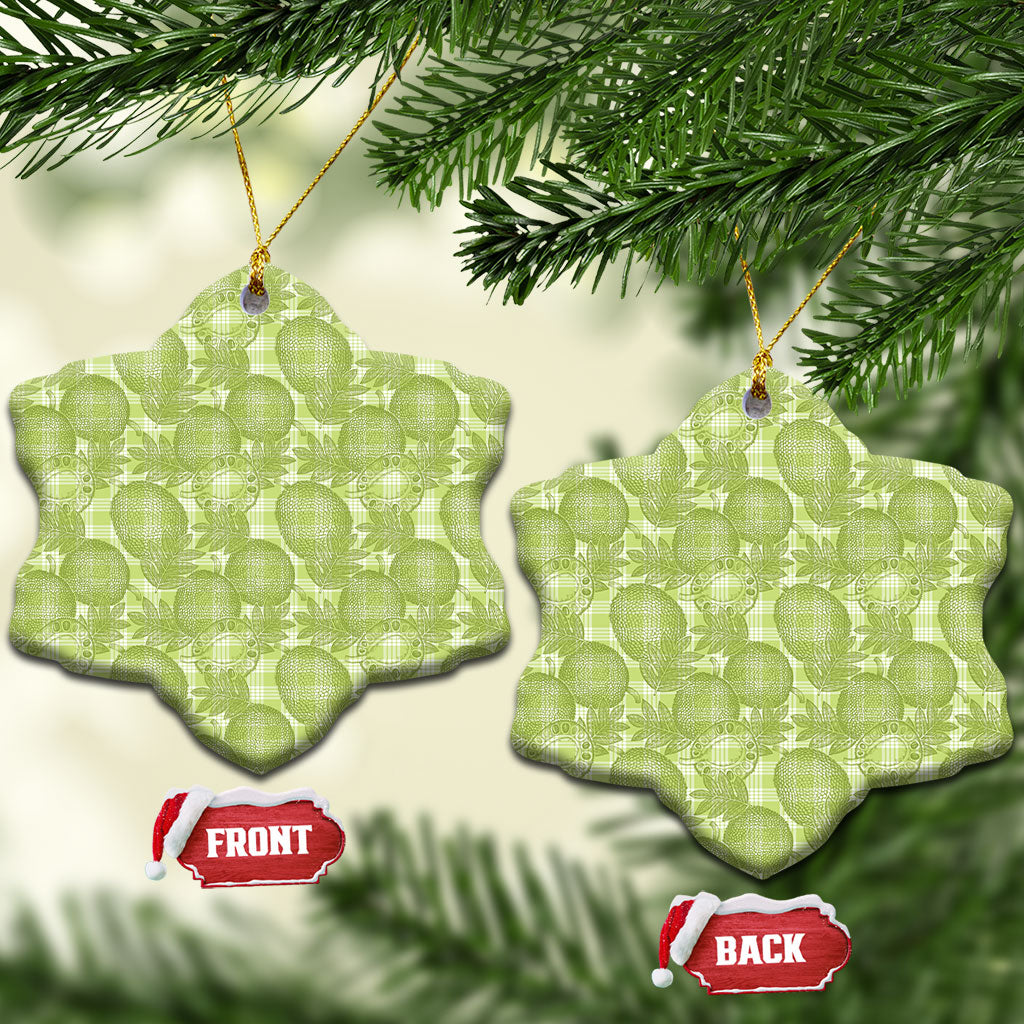 Omaomao Hawaii Breadfruit Palaka Motifs Ceramic Ornament