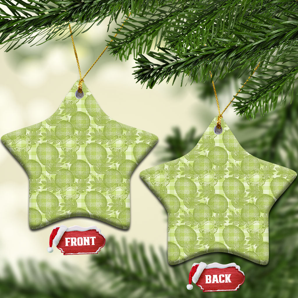 Omaomao Hawaii Breadfruit Palaka Motifs Ceramic Ornament