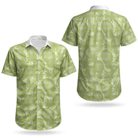 Omaomao Hawaii Breadfruit Palaka Motifs Couples Matching Off The Shoulder Long Sleeve Dress and Hawaiian Shirt LT14 - Polynesian Pride