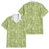 Omaomao Hawaii Breadfruit Palaka Motifs Family Matching Puletasi and Hawaiian Shirt LT14 Dad's Shirt - Short Sleeve Green - Polynesian Pride