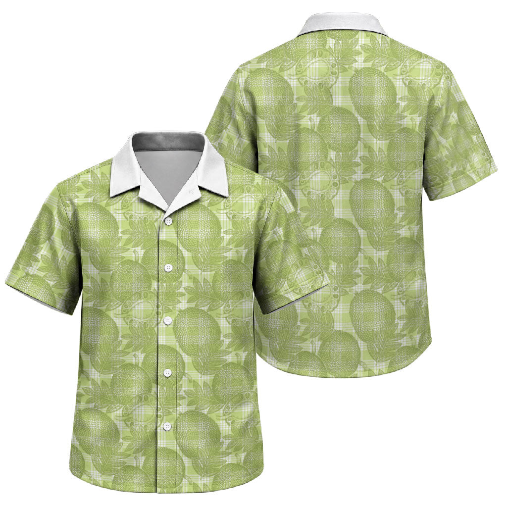 Omaomao Hawaii Breadfruit Palaka Motifs Family Matching Short Sleeve Bodycon Dress and Hawaiian Shirt LT14 Son's Shirt Green - Polynesian Pride
