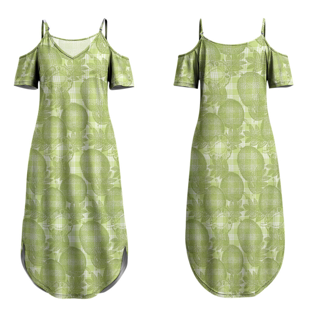 Omaomao Hawaii Breadfruit Palaka Motifs Family Matching Summer Maxi Dress and Hawaiian Shirt LT14 Mom's Dress Green - Polynesian Pride