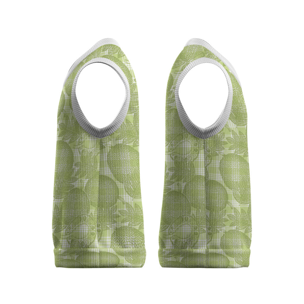 Omaomao Hawaii Breadfruit Palaka Motifs Christmas Knitted V-Neck Vest