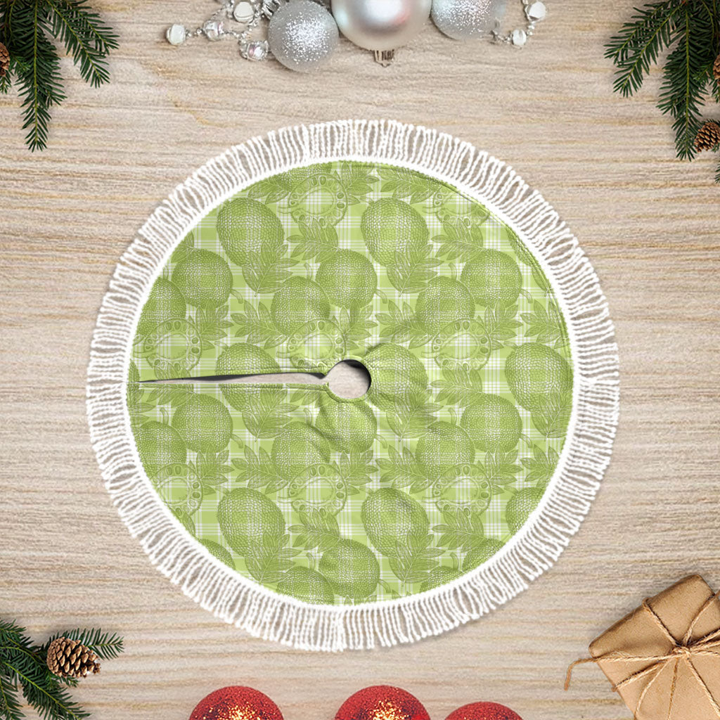 Omaomao Hawaii Breadfruit Palaka Motifs Tree Skirt