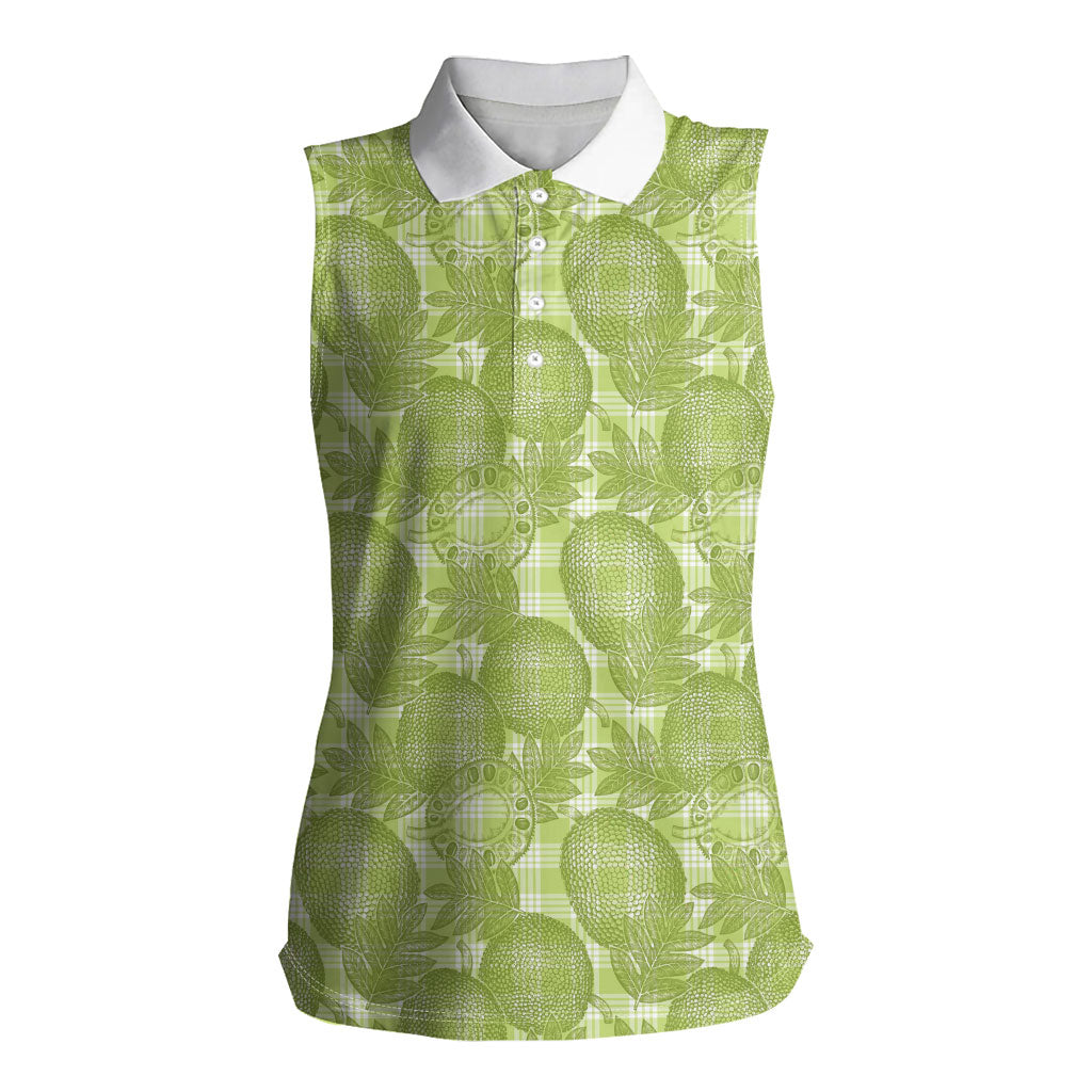 Omaomao Hawaii Breadfruit Palaka Motifs Women Sleeveless Polo Shirt