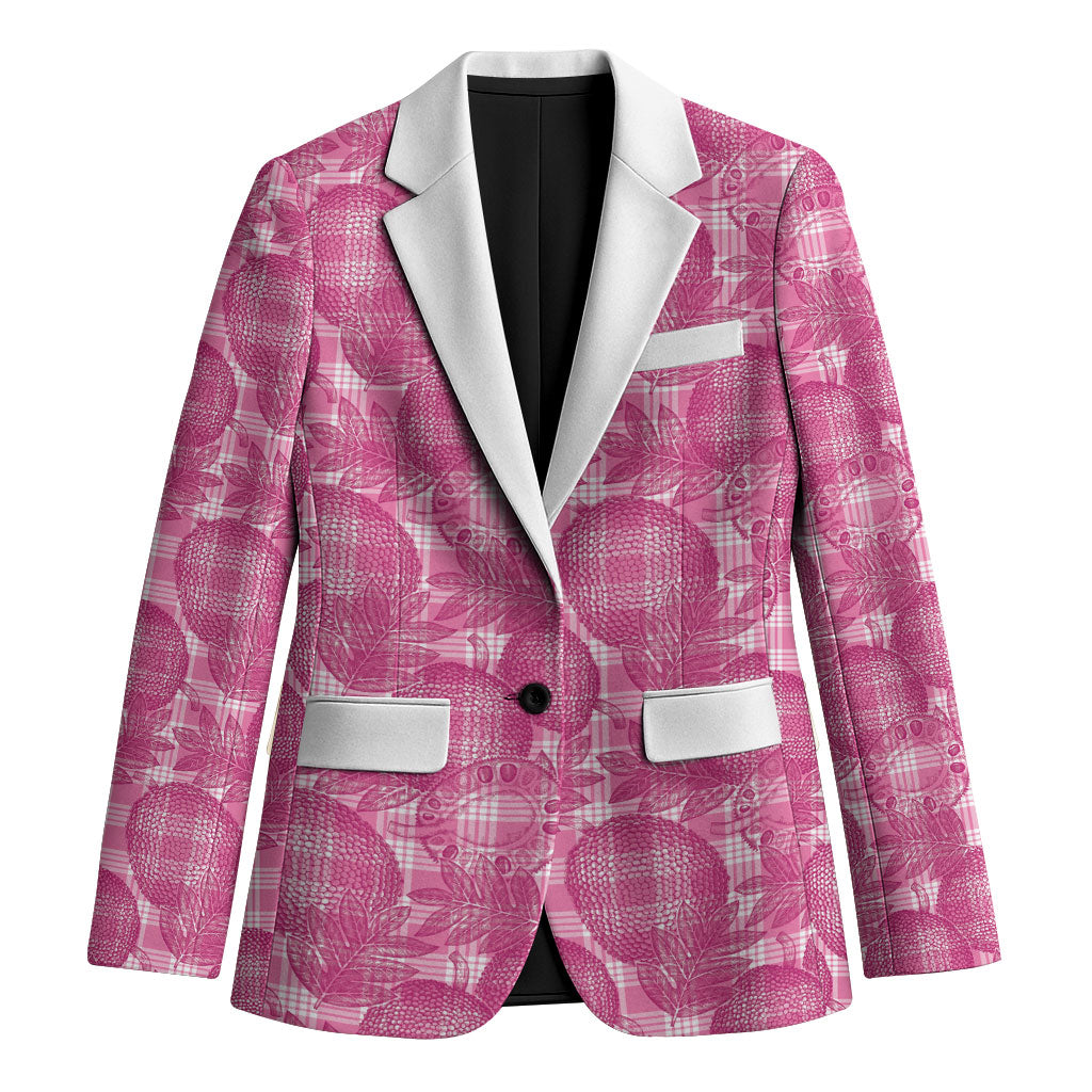 Alaka Hawaii Breadfruit Palaka Motifs Blazer LT14 Unisex Pink - Polynesian Pride
