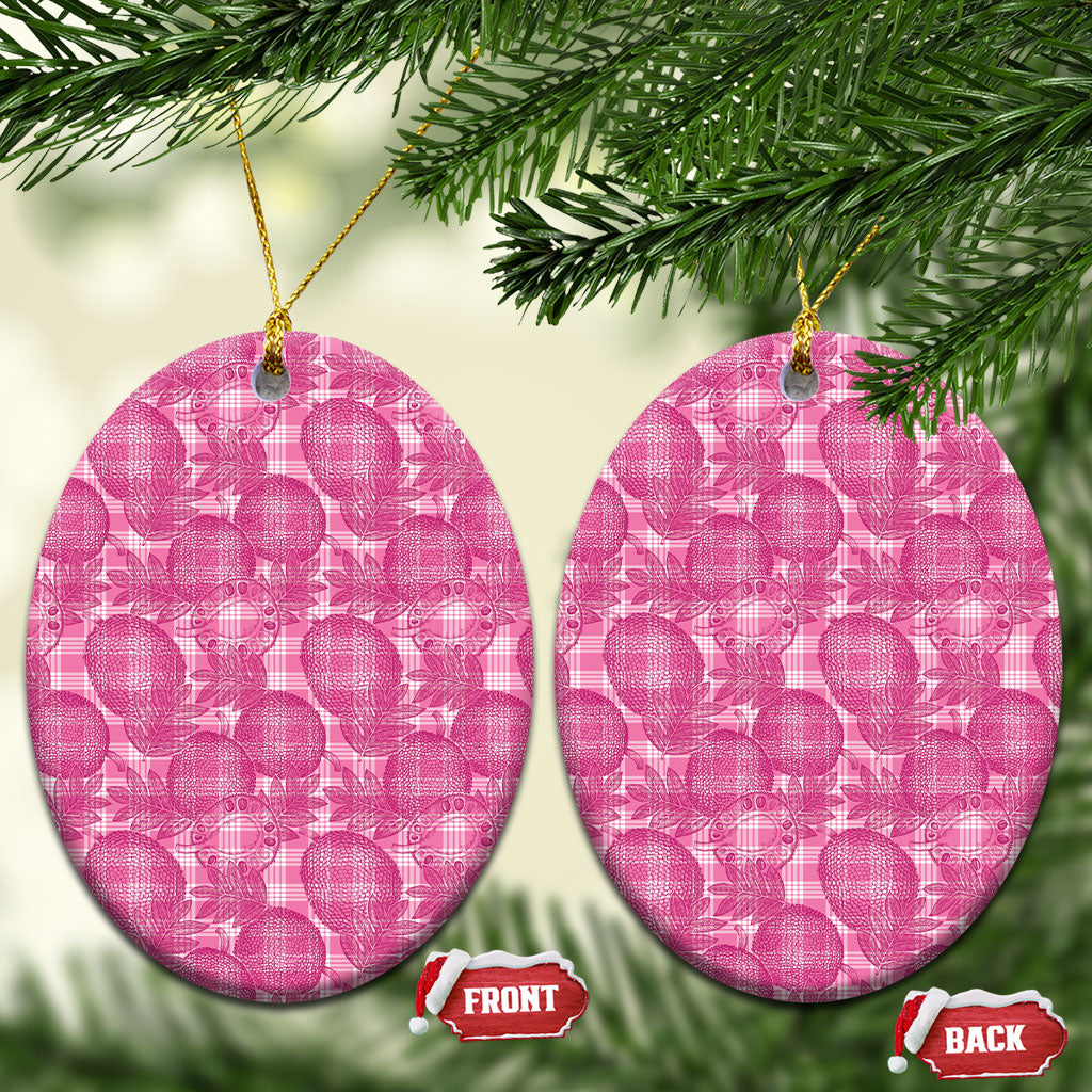 Alaka Hawaii Breadfruit Palaka Motifs Ceramic Ornament