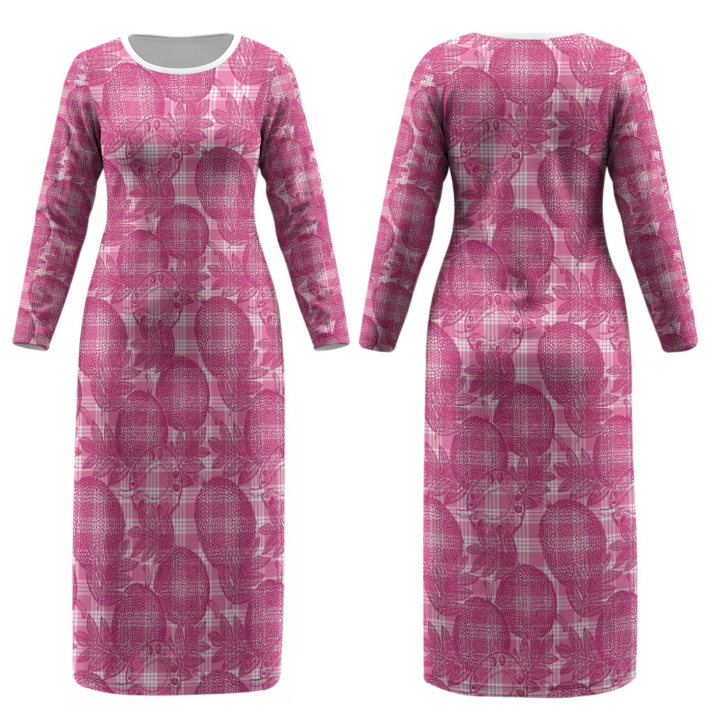 Alaka Hawaii Breadfruit Palaka Motifs Couples Matching Long Sleeve Bodycon Dress and Hawaiian Shirt LT14 - Polynesian Pride