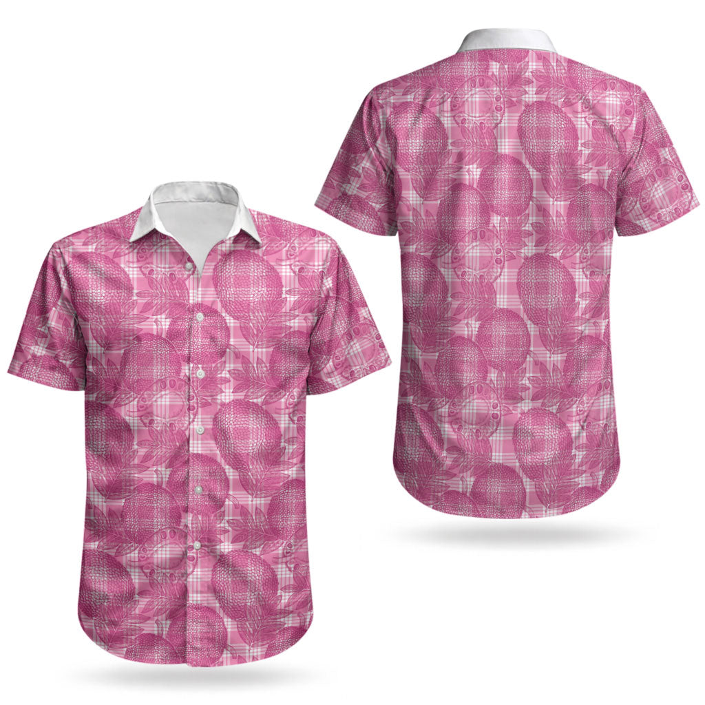 Alaka Hawaii Breadfruit Palaka Motifs Couples Matching Off The Shoulder Long Sleeve Dress and Hawaiian Shirt LT14 - Polynesian Pride