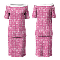 Alaka Hawaii Breadfruit Palaka Motifs Family Matching Puletasi and Hawaiian Shirt LT14 Mom's Dress Pink - Polynesian Pride