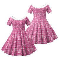 Alaka Hawaii Breadfruit Palaka Motifs Family Matching Puletasi and Hawaiian Shirt LT14 Daughter's Dress Pink - Polynesian Pride