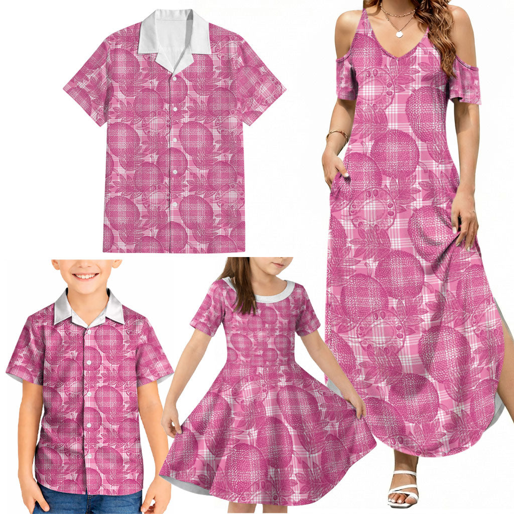 Alaka Hawaii Breadfruit Palaka Motifs Family Matching Summer Maxi Dress and Hawaiian Shirt LT14 - Polynesian Pride