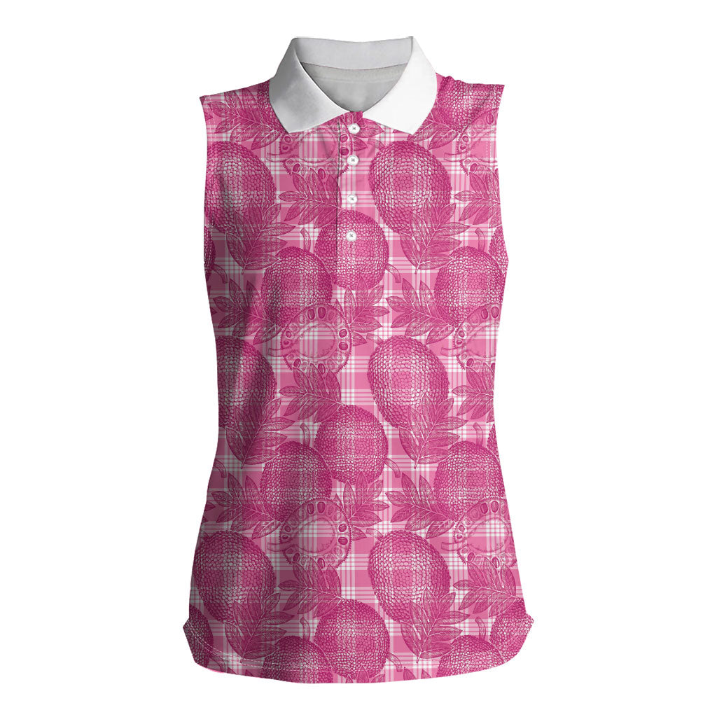 Alaka Hawaii Breadfruit Palaka Motifs Women Sleeveless Polo Shirt