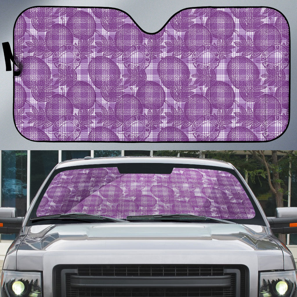 Poni Hawaii Breadfruit Palaka Motifs Auto Sun Shade LT14 Purple - Polynesian Pride