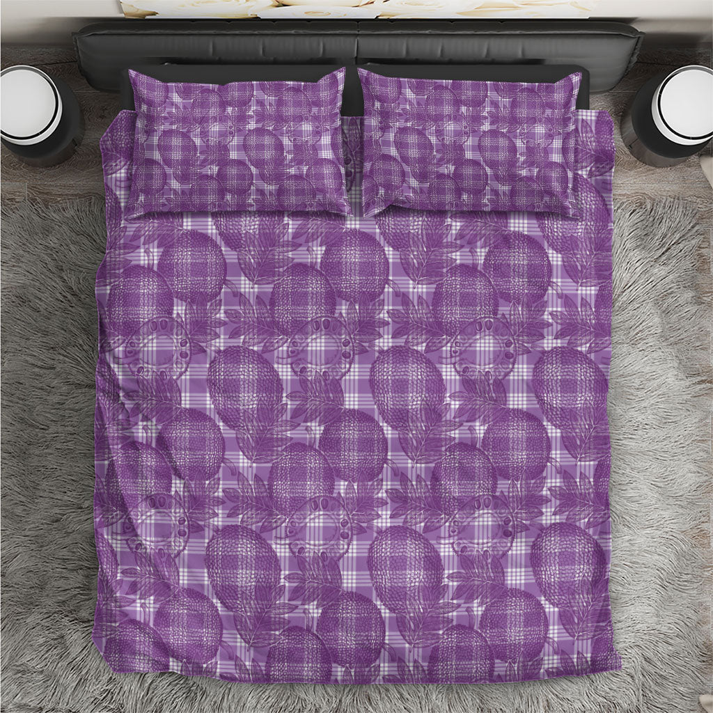 Poni Hawaii Breadfruit Palaka Motifs Bedding Set LT14 Purple - Polynesian Pride