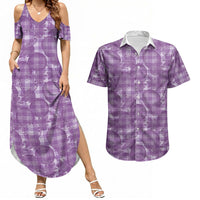 Poni Hawaii Breadfruit Palaka Motifs Couples Matching Summer Maxi Dress and Hawaiian Shirt LT14 Purple - Polynesian Pride