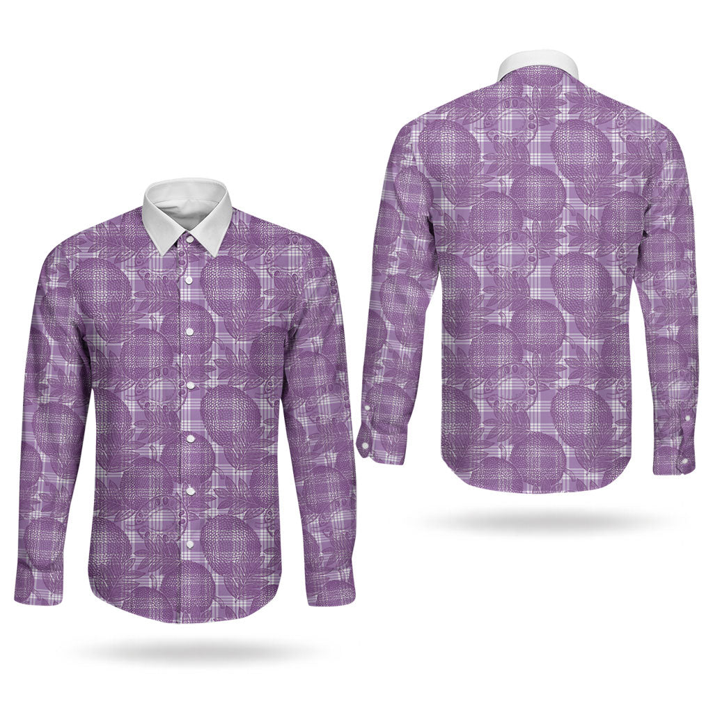 Poni Hawaii Breadfruit Palaka Motifs Couples Matching Tank Maxi Dress and Long Sleeve Button Shirt LT14 - Polynesian Pride