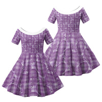 Poni Hawaii Breadfruit Palaka Motifs Family Matching Long Sleeve Bodycon Dress and Hawaiian Shirt LT14 Daughter's Dress Purple - Polynesian Pride