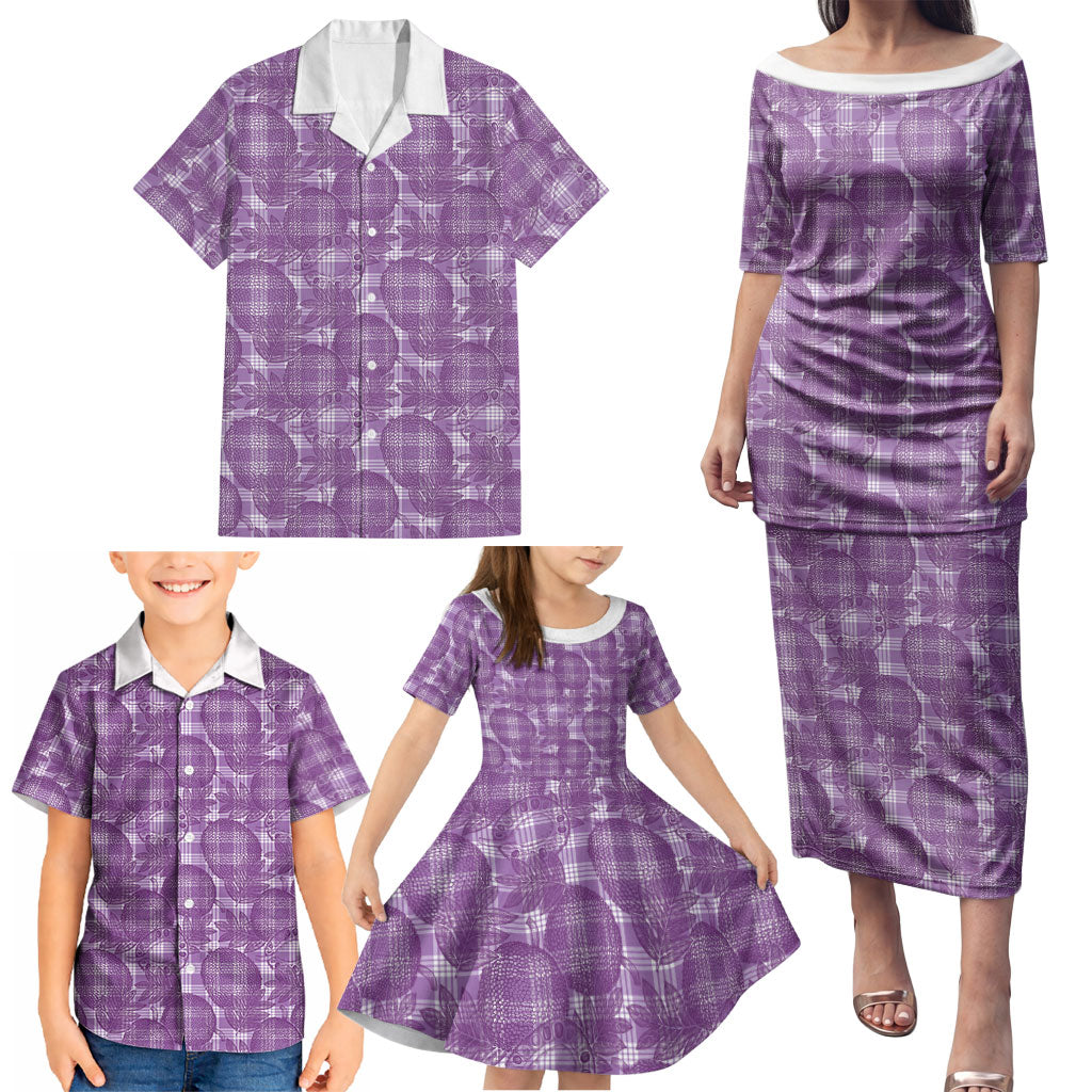 Poni Hawaii Breadfruit Palaka Motifs Family Matching Puletasi and Hawaiian Shirt LT14 - Polynesian Pride