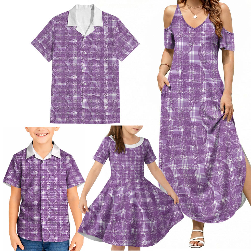 Poni Hawaii Breadfruit Palaka Motifs Family Matching Summer Maxi Dress and Hawaiian Shirt LT14 - Polynesian Pride