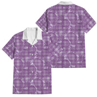 Poni Hawaii Breadfruit Palaka Motifs Family Matching Summer Maxi Dress and Hawaiian Shirt LT14 Dad's Shirt - Short Sleeve Purple - Polynesian Pride