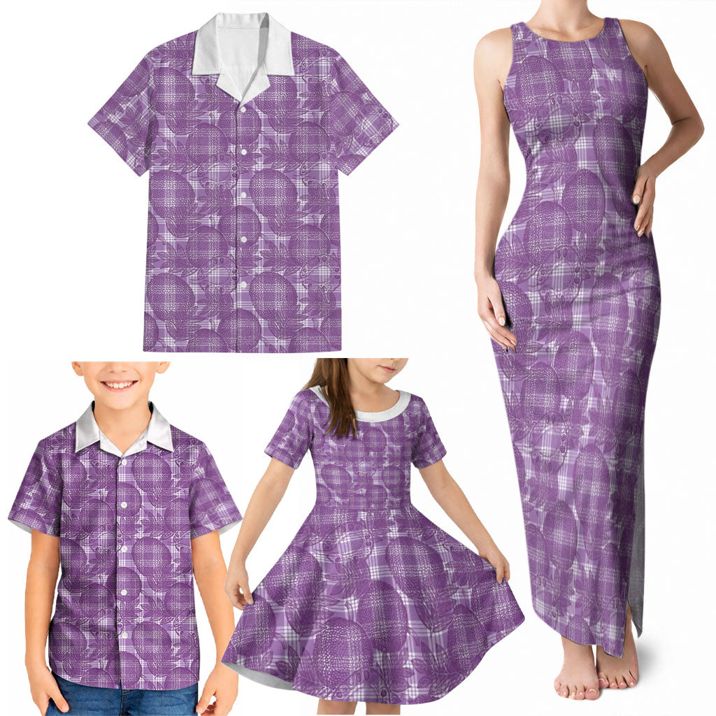 Poni Hawaii Breadfruit Palaka Motifs Family Matching Tank Maxi Dress and Hawaiian Shirt LT14 - Polynesian Pride