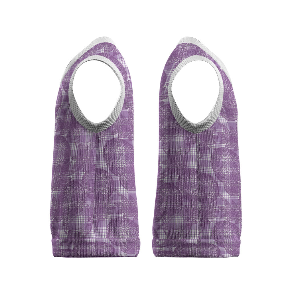 Poni Hawaii Breadfruit Palaka Motifs Christmas Knitted V-Neck Vest