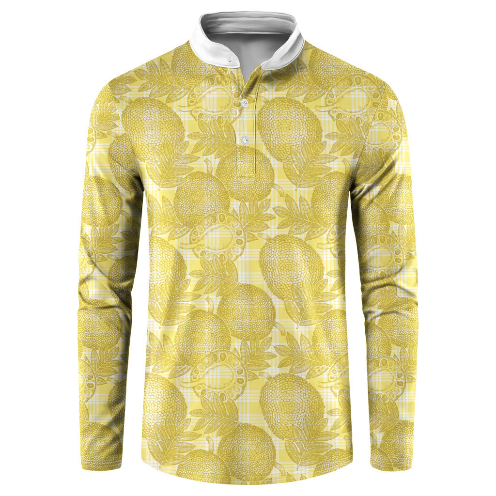 Melemele Hawaii Breadfruit Palaka Motifs Button Sweatshirt LT14 Yellow - Polynesian Pride