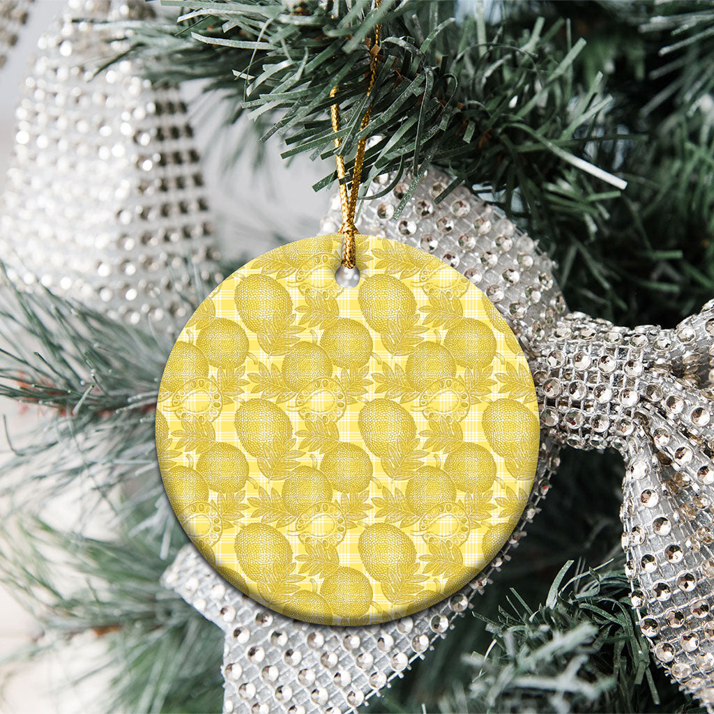 Melemele Hawaii Breadfruit Palaka Motifs Ceramic Ornament