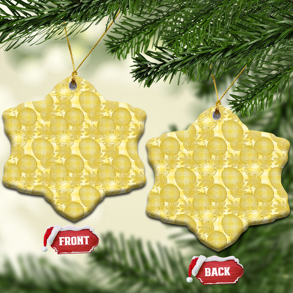 Melemele Hawaii Breadfruit Palaka Motifs Ceramic Ornament
