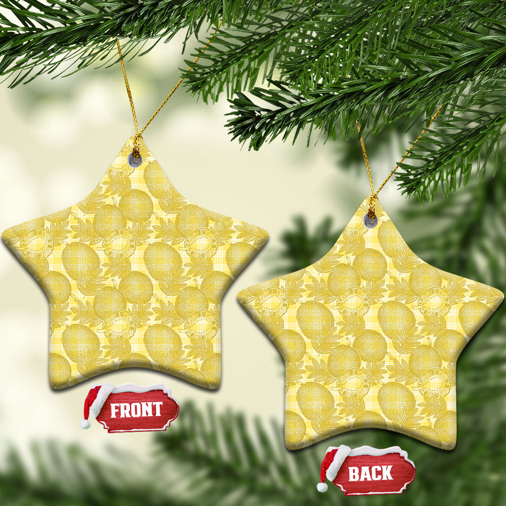 Melemele Hawaii Breadfruit Palaka Motifs Ceramic Ornament