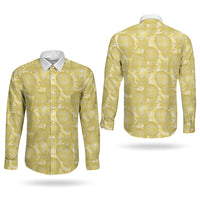 Melemele Hawaii Breadfruit Palaka Motifs Couples Matching Mermaid Dress and Long Sleeve Button Shirt LT14 - Polynesian Pride