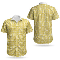 Melemele Hawaii Breadfruit Palaka Motifs Couples Matching Off The Shoulder Long Sleeve Dress and Hawaiian Shirt LT14 - Polynesian Pride