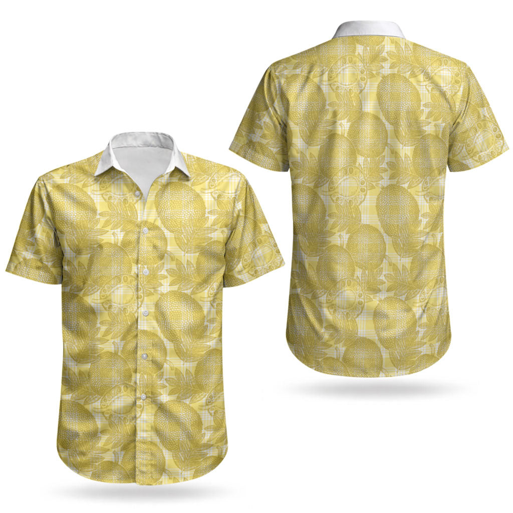 Melemele Hawaii Breadfruit Palaka Motifs Couples Matching Puletasi and Hawaiian Shirt LT14 - Polynesian Pride
