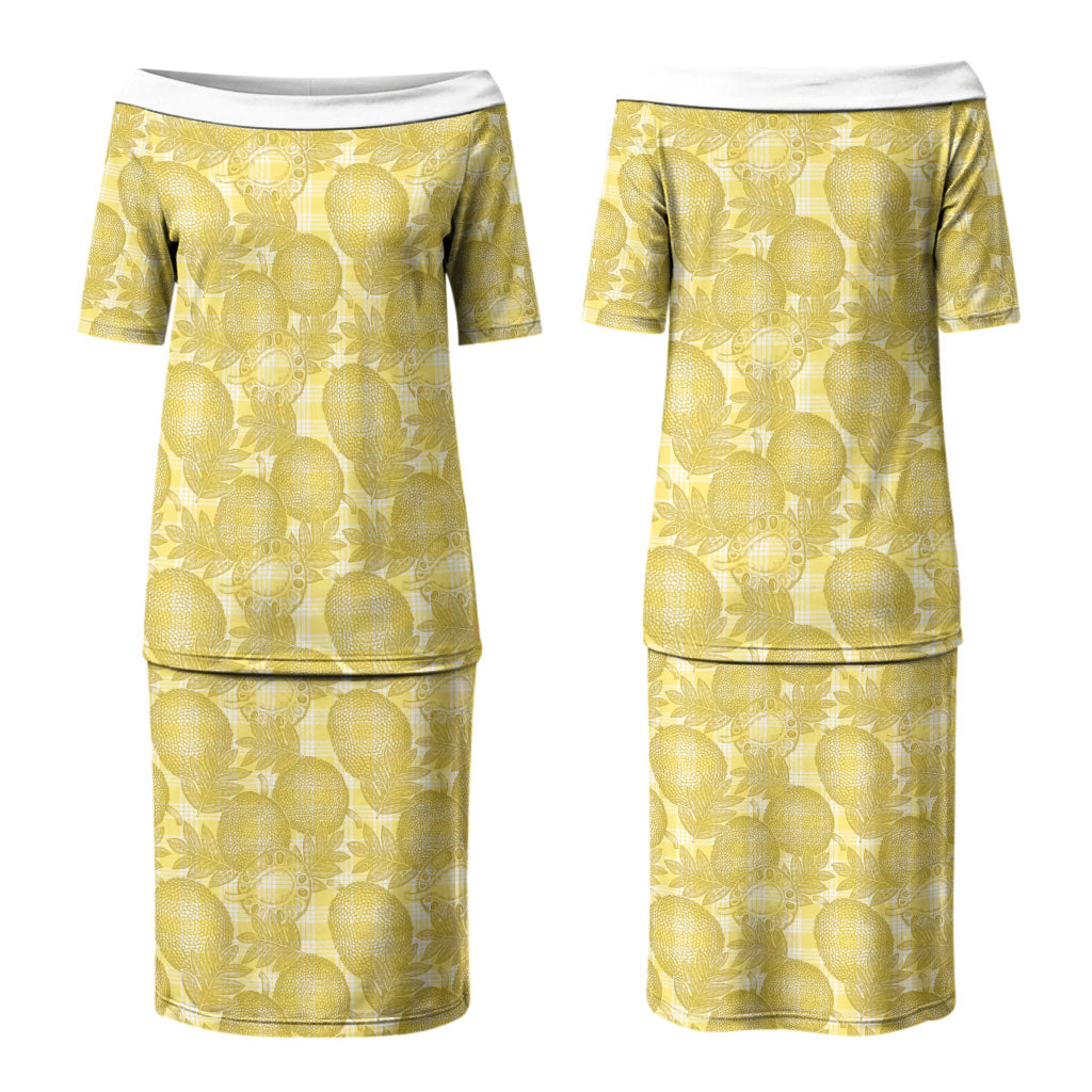 Melemele Hawaii Breadfruit Palaka Motifs Couples Matching Puletasi and Hawaiian Shirt LT14 - Polynesian Pride