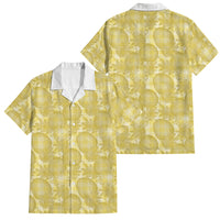 Melemele Hawaii Breadfruit Palaka Motifs Family Matching Off Shoulder Maxi Dress and Hawaiian Shirt LT14 Dad's Shirt - Short Sleeve Yellow - Polynesian Pride
