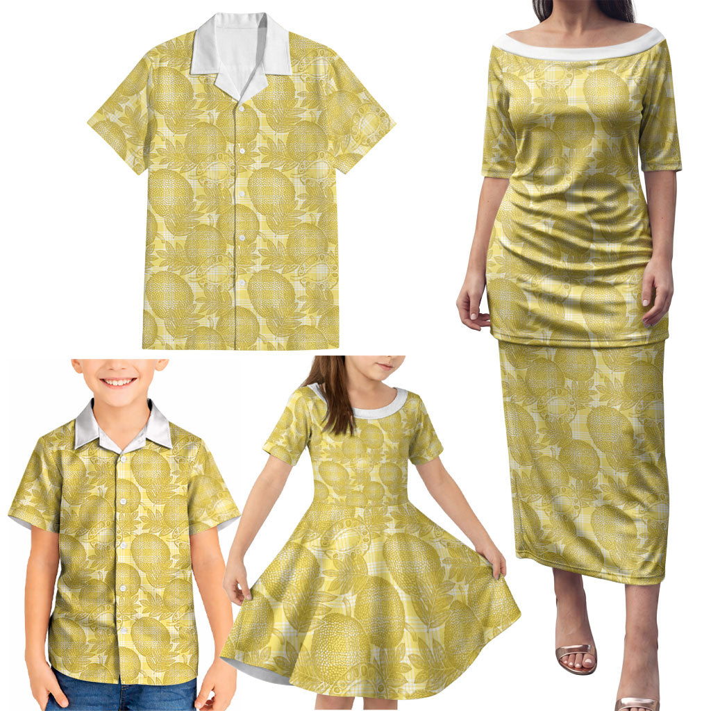 Melemele Hawaii Breadfruit Palaka Motifs Family Matching Puletasi and Hawaiian Shirt LT14 - Polynesian Pride