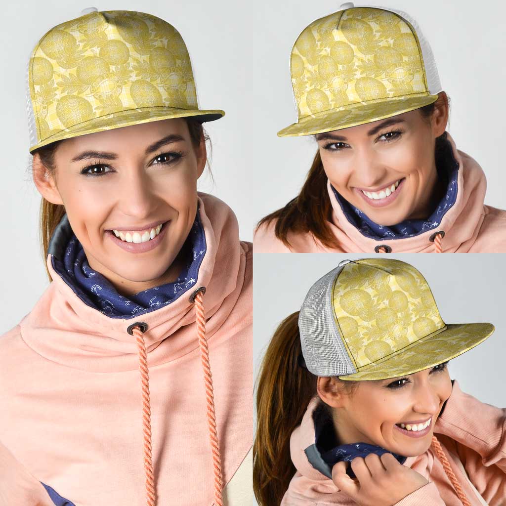 Melemele Hawaii Breadfruit Palaka Motifs Mesh Trucker Cap
