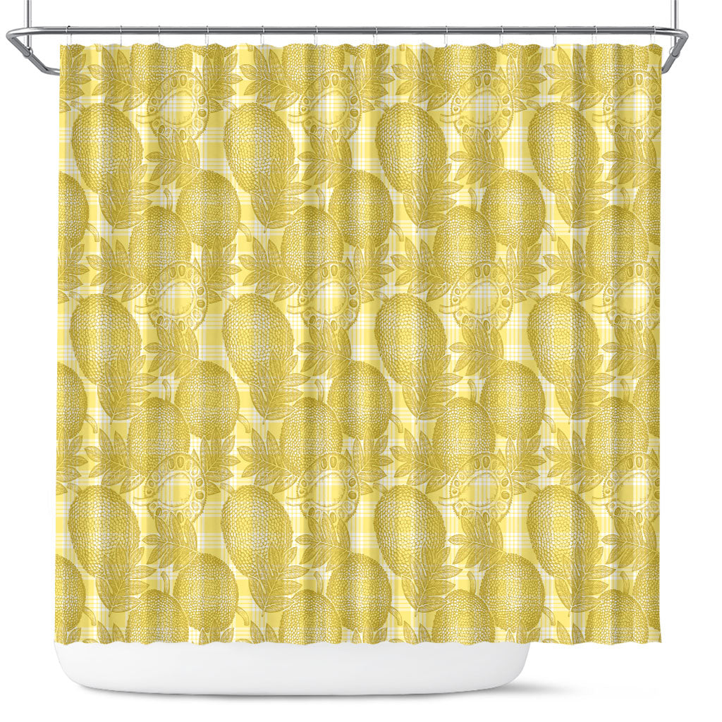 Melemele Hawaii Breadfruit Palaka Motifs Shower Curtain LT14 Yellow - Polynesian Pride
