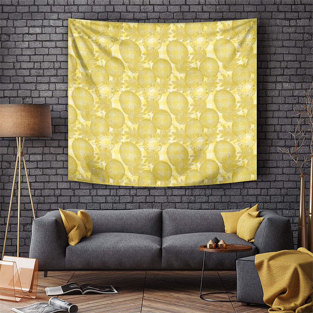 Melemele Hawaii Breadfruit Palaka Motifs Tapestry LT14 Yellow - Polynesian Pride