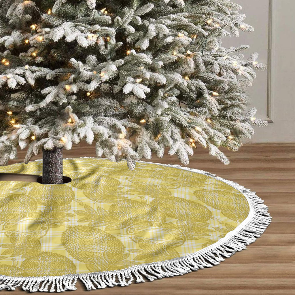 Melemele Hawaii Breadfruit Palaka Motifs Tree Skirt