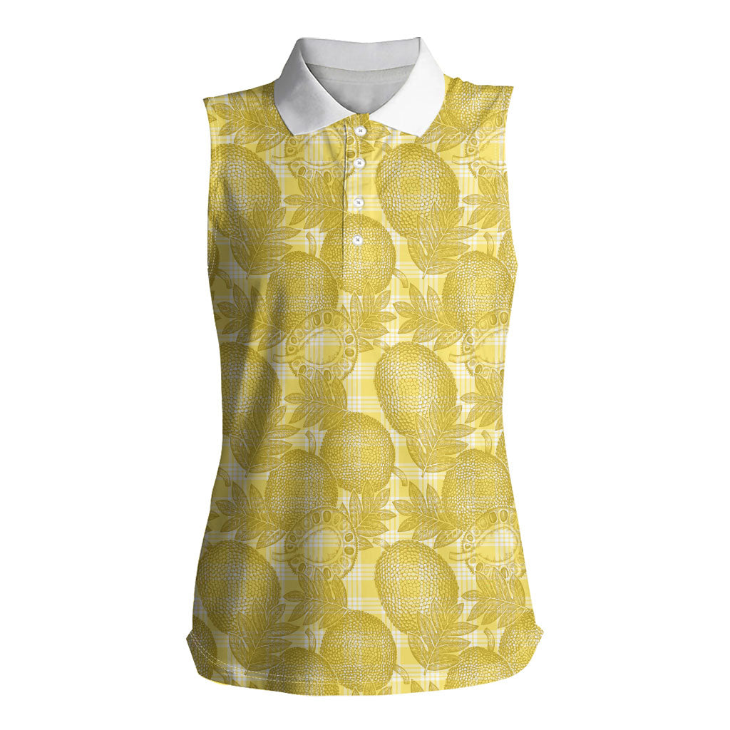 Melemele Hawaii Breadfruit Palaka Motifs Women Sleeveless Polo Shirt