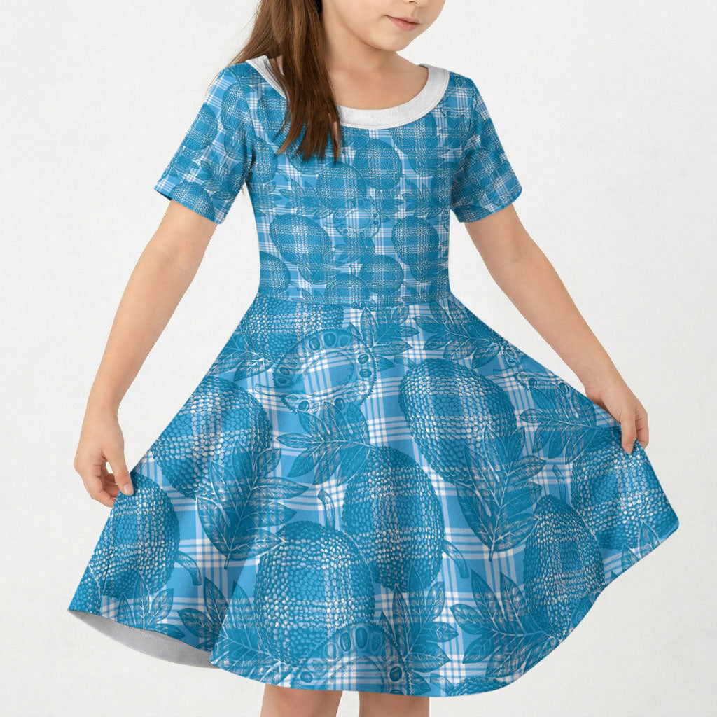 Polu Hawaii Breadfruit Palaka Motifs Kid Short Sleeve Dress