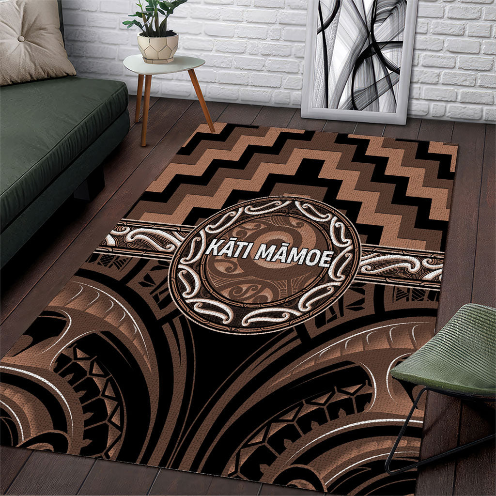 Aotearoa Kati Mamoe Area Rug Maori Iwi Poutama Puhoro Tattoo LT14 Brown - Polynesian Pride