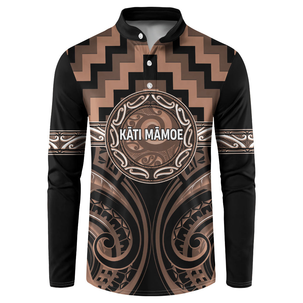 Aotearoa Kati Mamoe Personalised Button Sweatshirt Maori Iwi Poutama Puhoro Tattoo LT14 Brown - Polynesian Pride